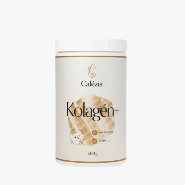 **ALT popis:** `Cafézia 4K Kolagén+ – rybí kolagén na kĺby, kosti, pokožku a regeneráciu`