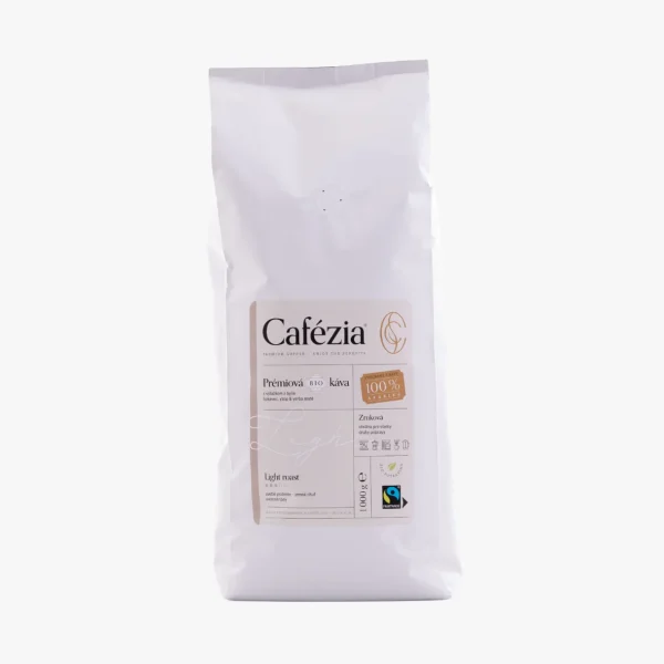 Cafézia Light Roast 1 kg – BIO zrnková káva, 100 % Arabika z Peru, svetlé praženie, alternatívna káva pre citlivých na kofeín