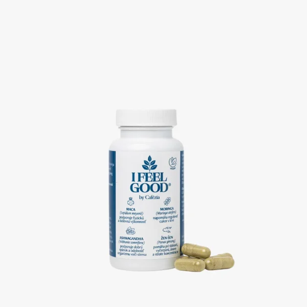 Cafézia I FEEL GOOD PLUS – výživový doplnok s adaptogénmi a rastlinnými extraktmi, ashwagandha, moringa, maca a ženšen, relax, rovnováha, vitalita a zvládanie stresu