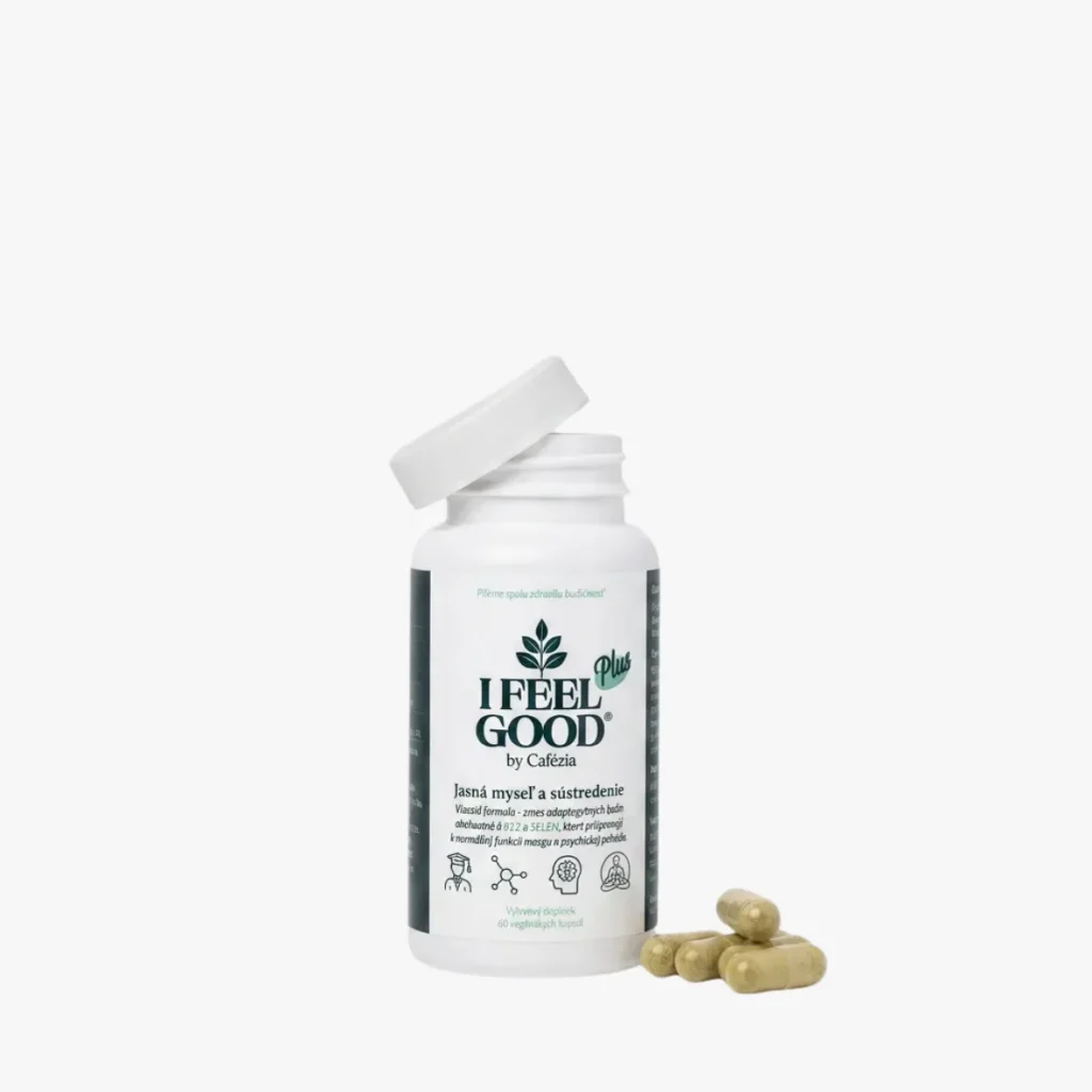 Cafézia I FEEL GOOD PLUS – výživový doplnok s adaptogénmi a rastlinnými extraktmi, ashwagandha, moringa, maca a ženšen, relax, rovnováha, vitalita a zvládanie stresu