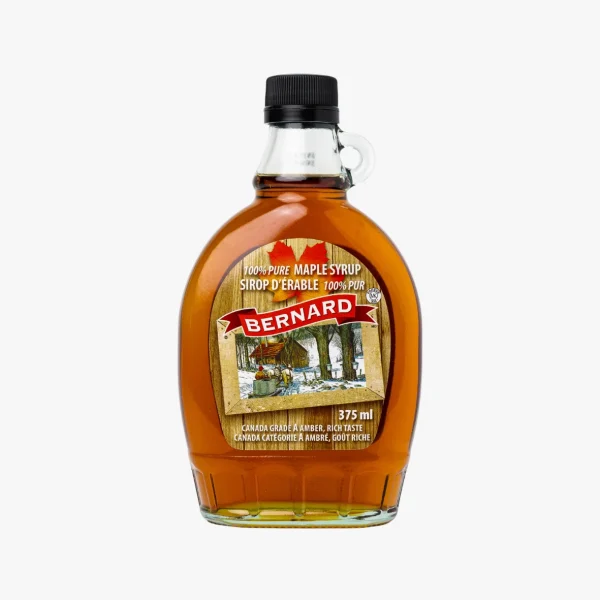 100 % čistý kanadský javorový sirup Grade A Amber Rich Taste v skle – Quebec, prírodné sladidlo, javorový list