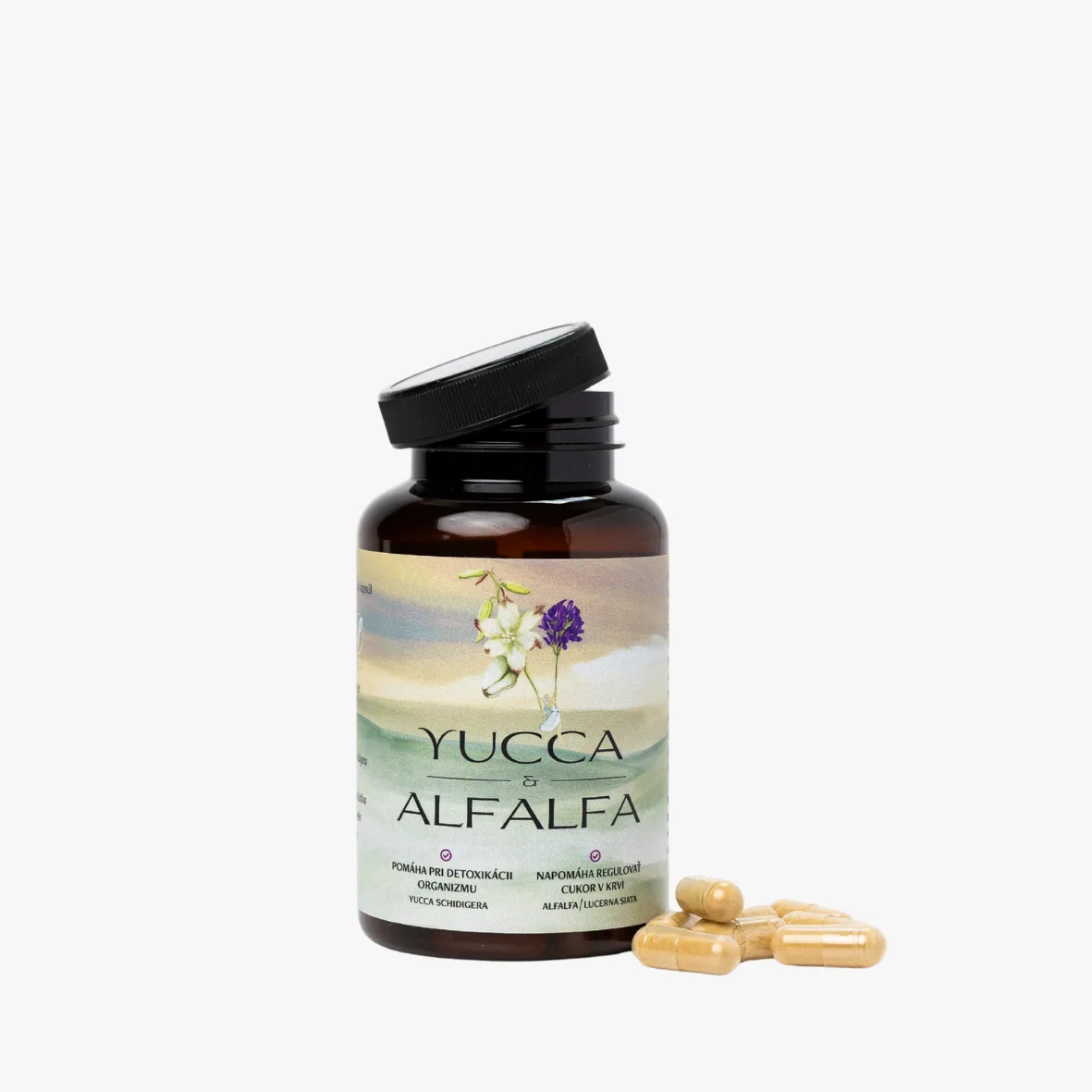 Cafézia Yucca & Alfalfa – výživový doplnok, yucca a lucerna siata, saponíny a flavonoidy, detox, trávenie, vitalita a rovnováha